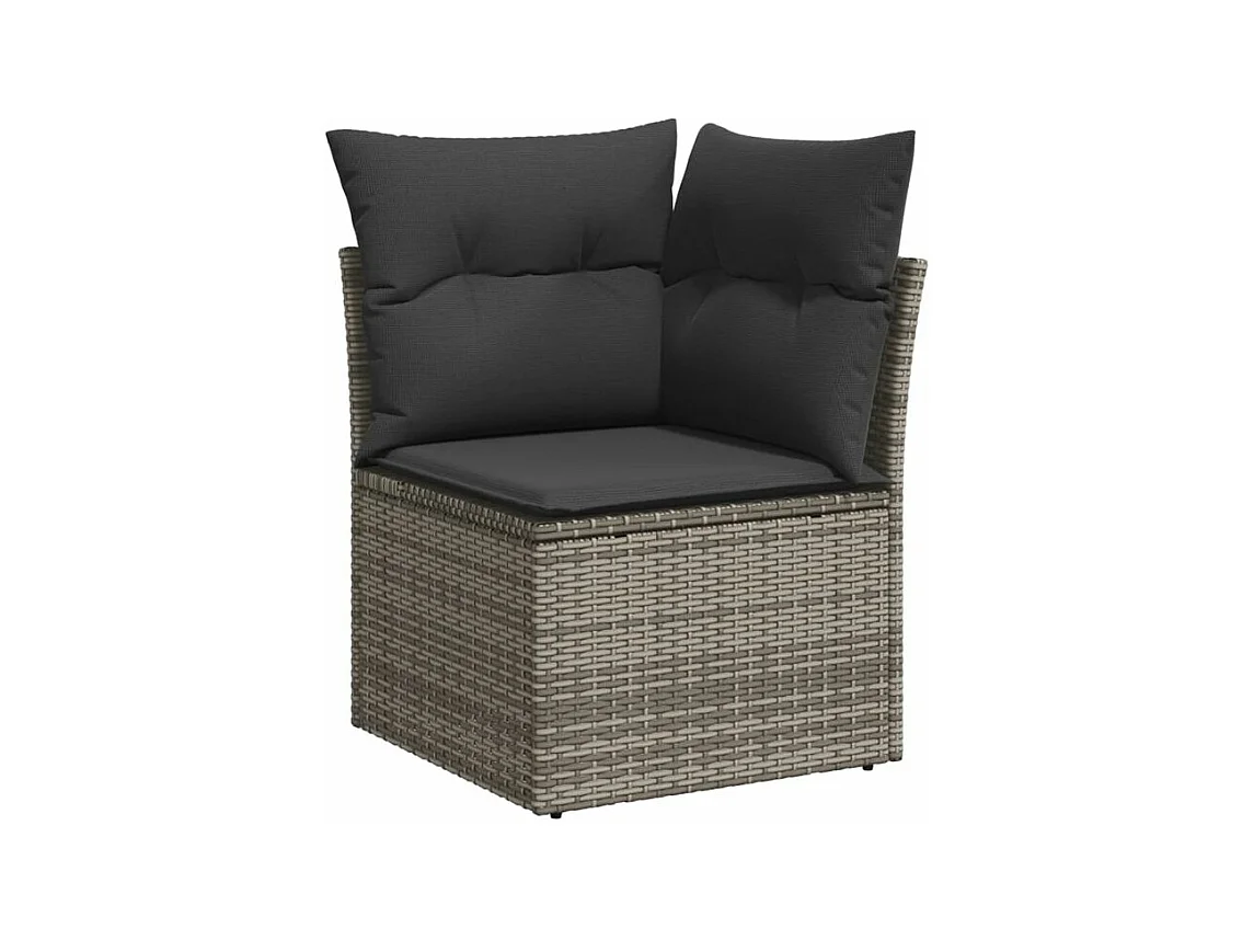 Salon de jardin 6 pcs avec coussins gris résine tressée