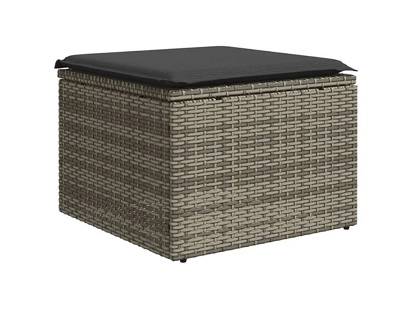 Salon de jardin 6 pcs avec coussins gris résine tressée