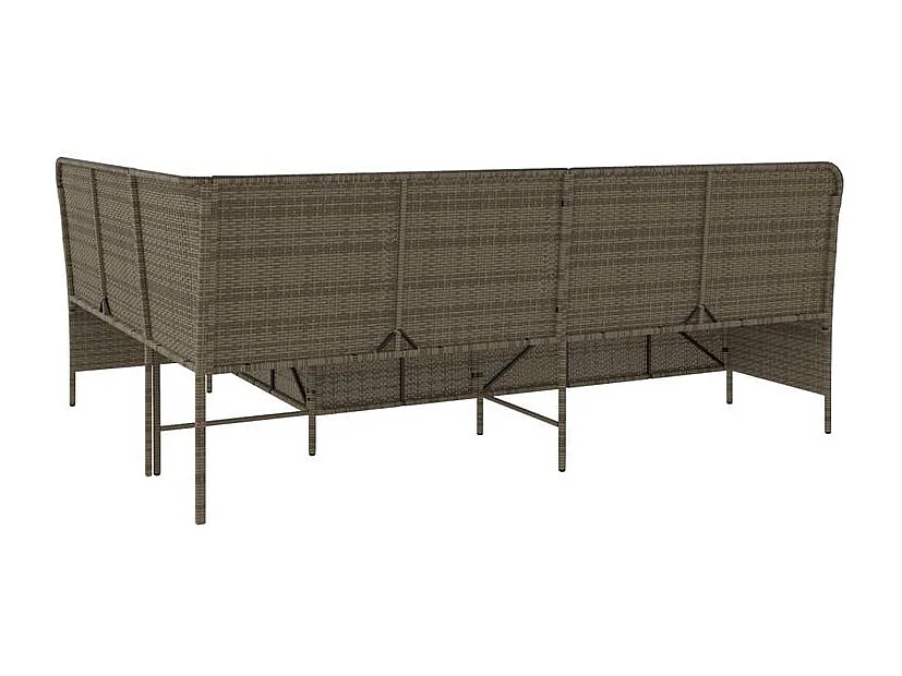 Canapé de jardin avec coussins forme de L gris résine tressée