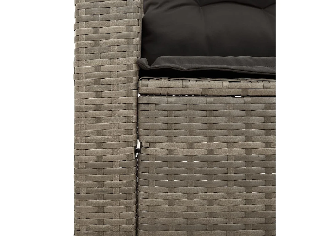 Salon de jardin avec coussins 3 pcs gris résine tressée