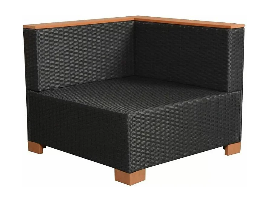 Salon de jardin 6 pièces résine tressée noir et coussins blanc Kimberly