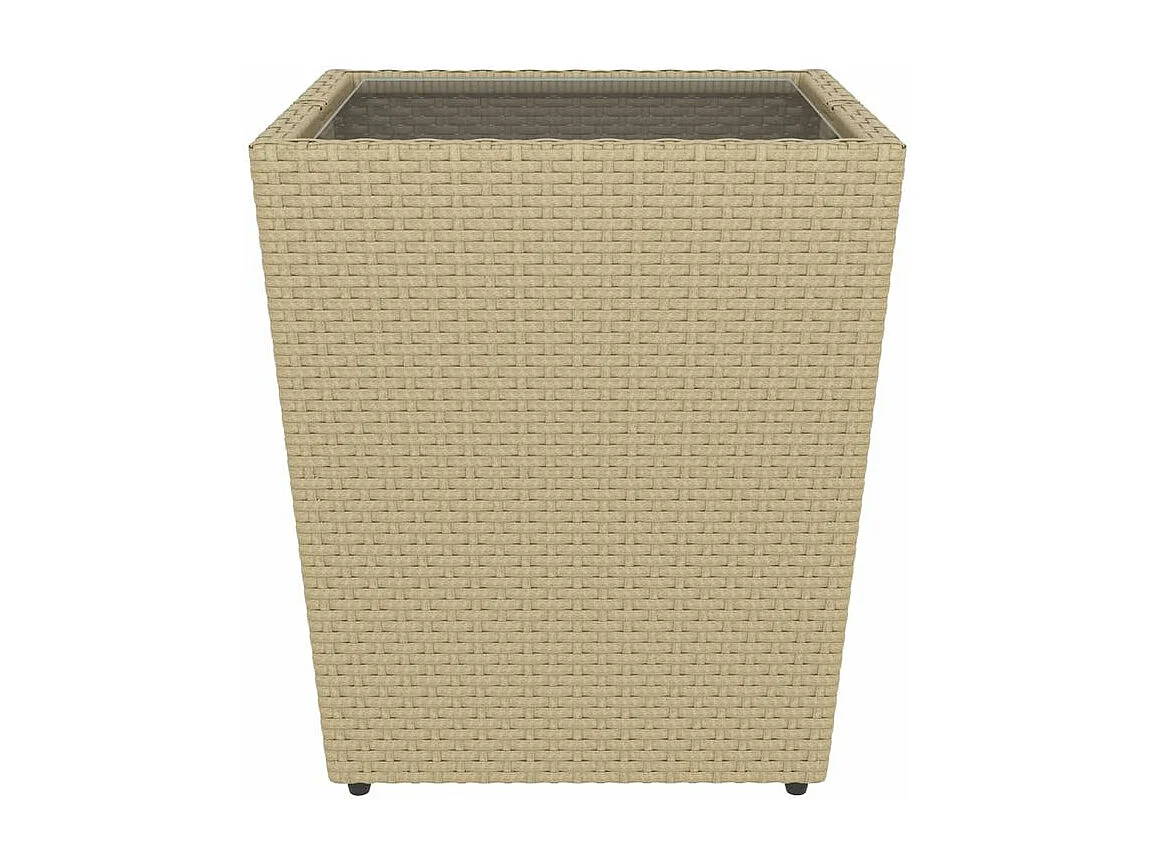 Ensemble de bistro 5 pcs Résine tressée et verre trempé Beige