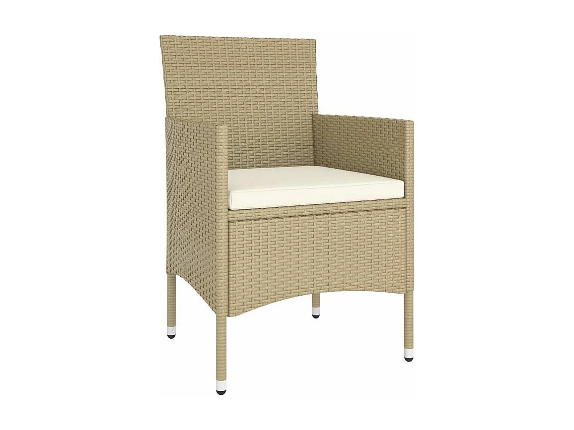 Ensemble de bistro 5 pcs Résine tressée et verre trempé Beige