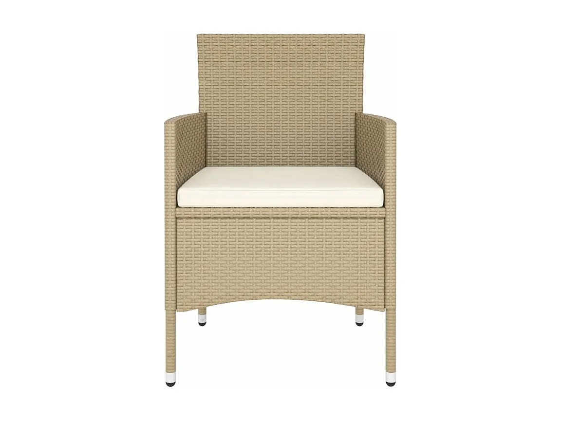 Ensemble de bistro 5 pcs Résine tressée et verre trempé Beige