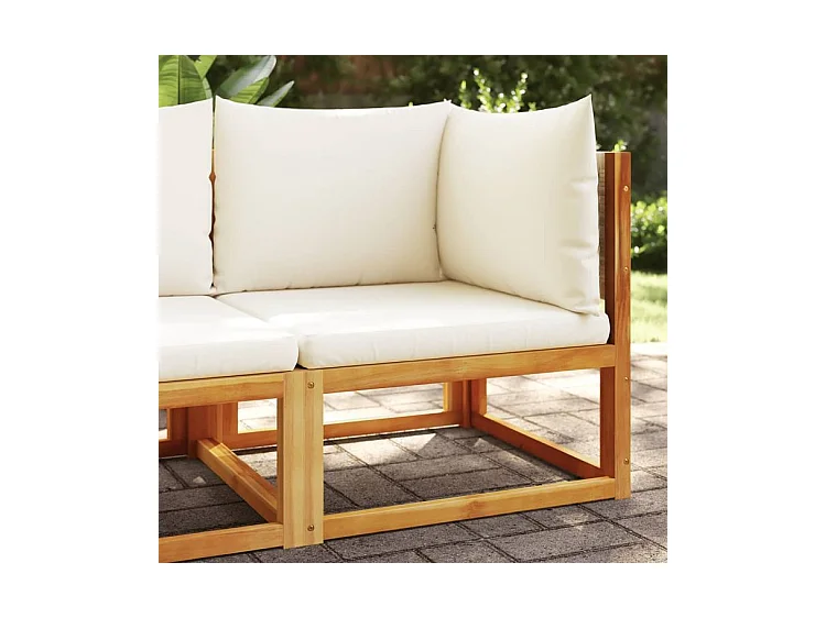 Canapé d'angle de jardin avec coussins bois massif d'acacia