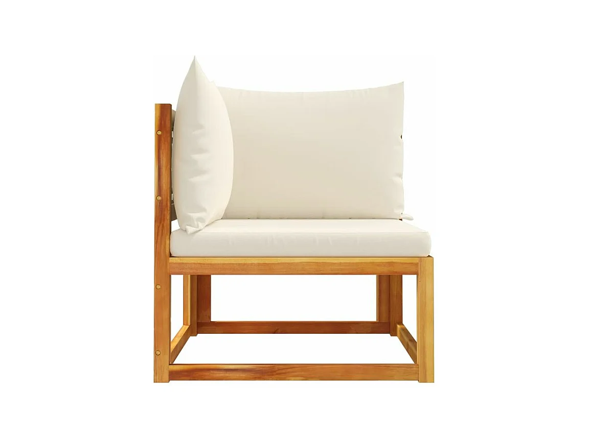 Canapé d'angle de jardin avec coussins bois massif d'acacia