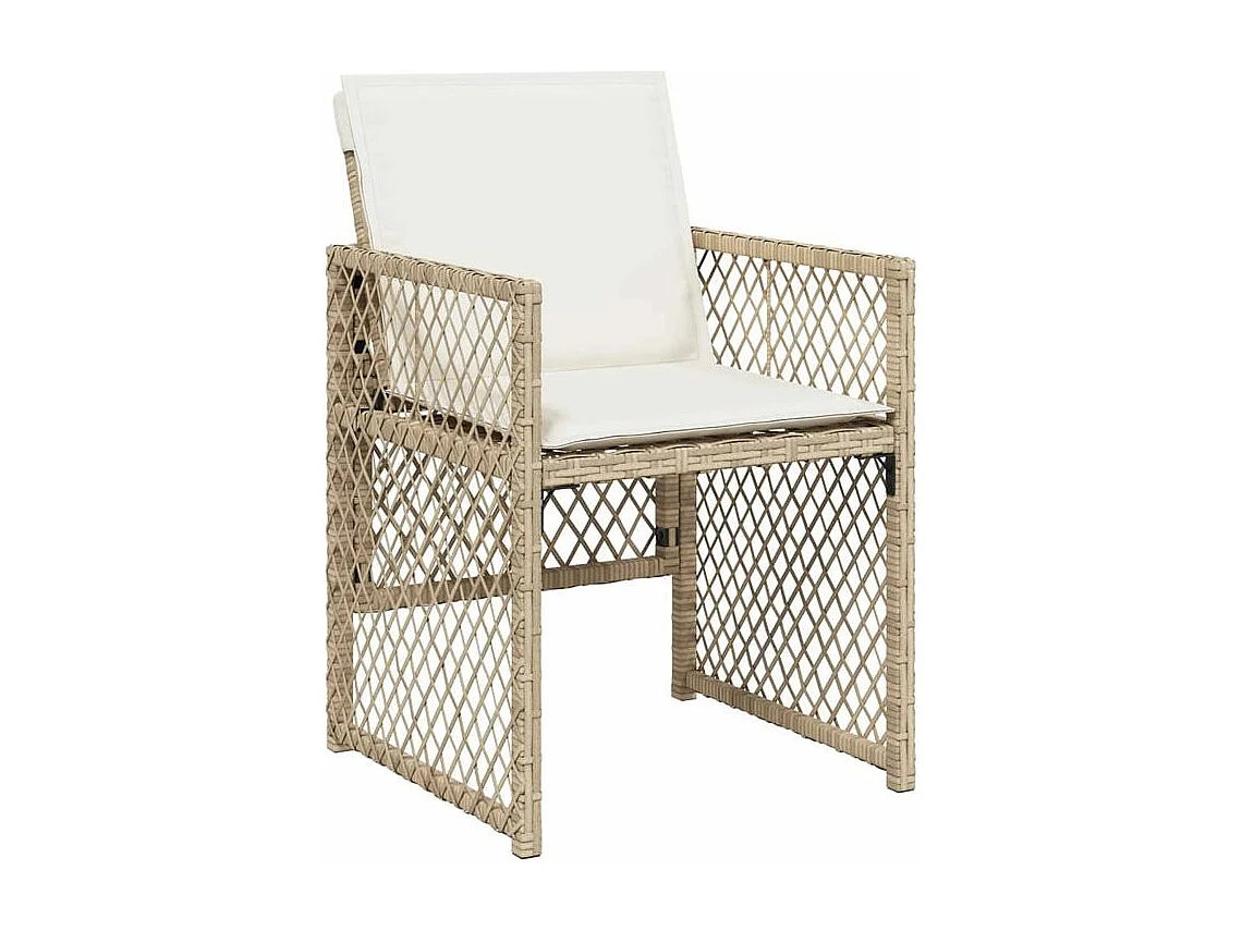 Ensemble à manger de jardin et coussins 17 pcs beige