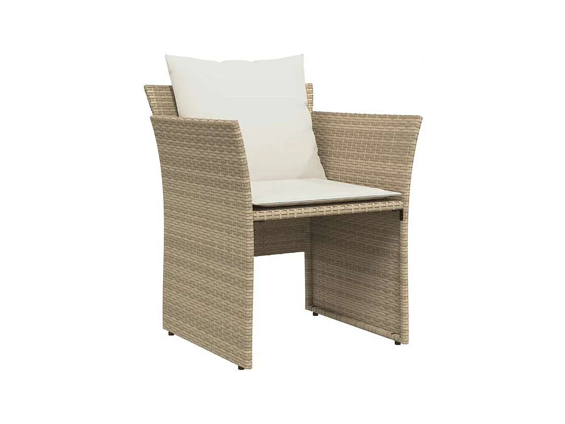 Chaise de jardin avec tabouret beige résine tressée