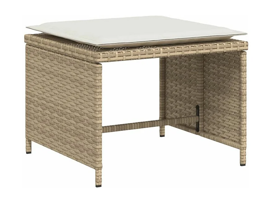 Chaise de jardin avec tabouret beige résine tressée