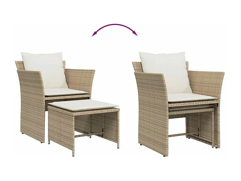 Chaise de jardin avec tabouret beige résine tressée