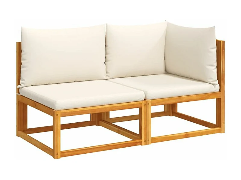 Canapé de jardin avec coussins 2 places bois massif d'acacia