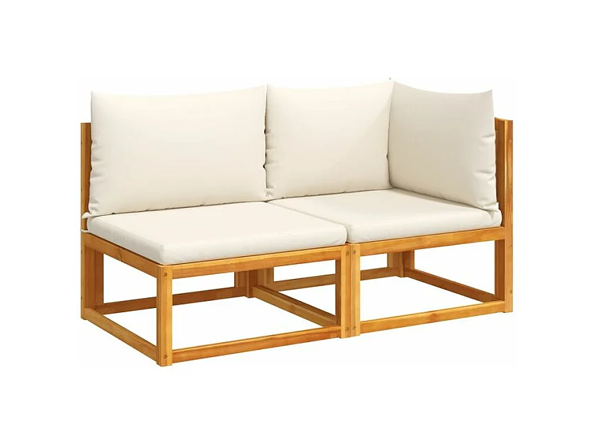 Canapé de jardin avec coussins 2 places bois massif d'acacia