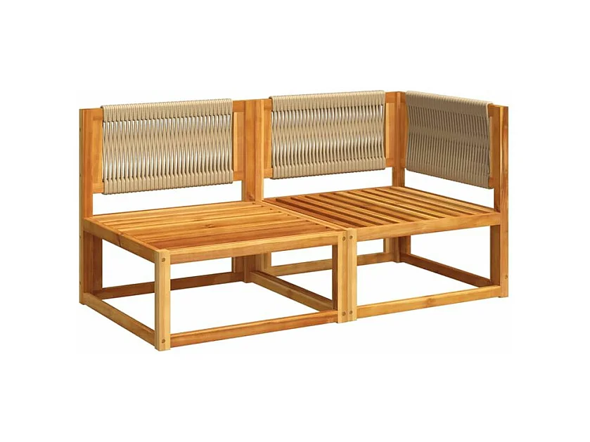 Canapé de jardin avec coussins 2 places bois massif d'acacia