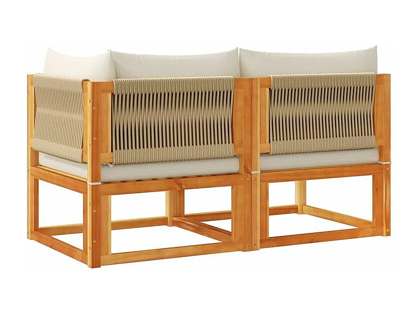 Canapé de jardin avec coussins 2 places bois massif d'acacia