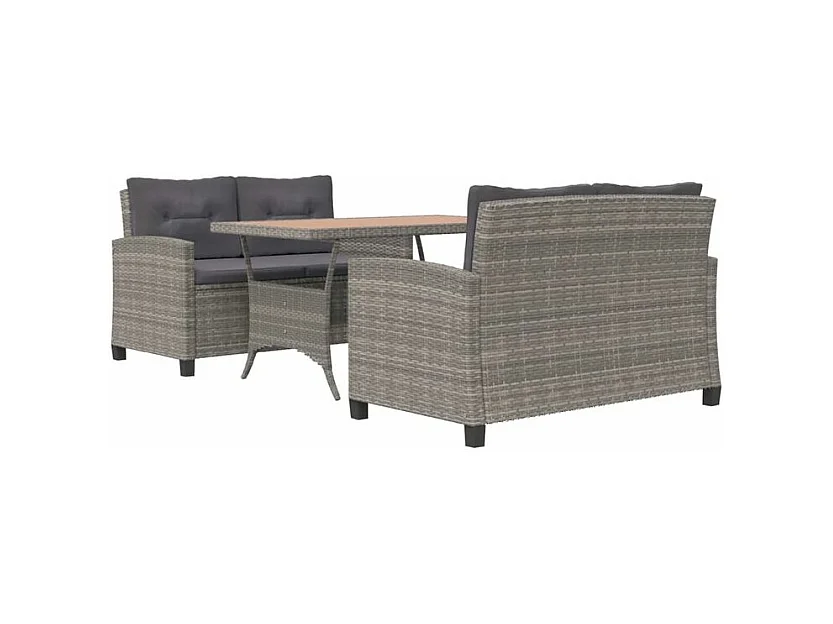 Ensemble à dîner de jardin 3 pcs Résine tressée bois d'acacia