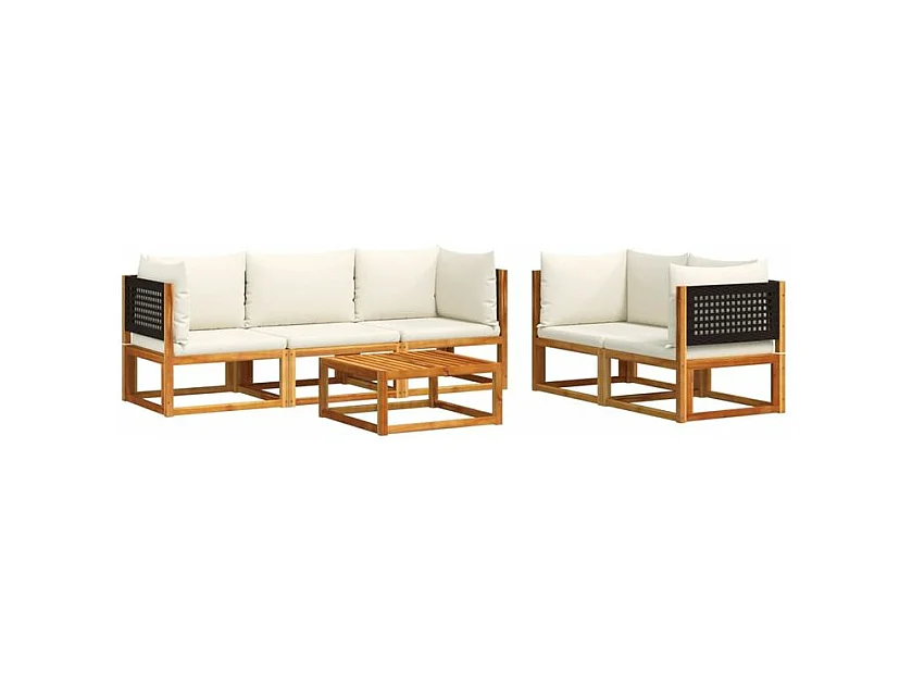 Salon de jardin avec coussins 6 pcs bois d'acacia solide