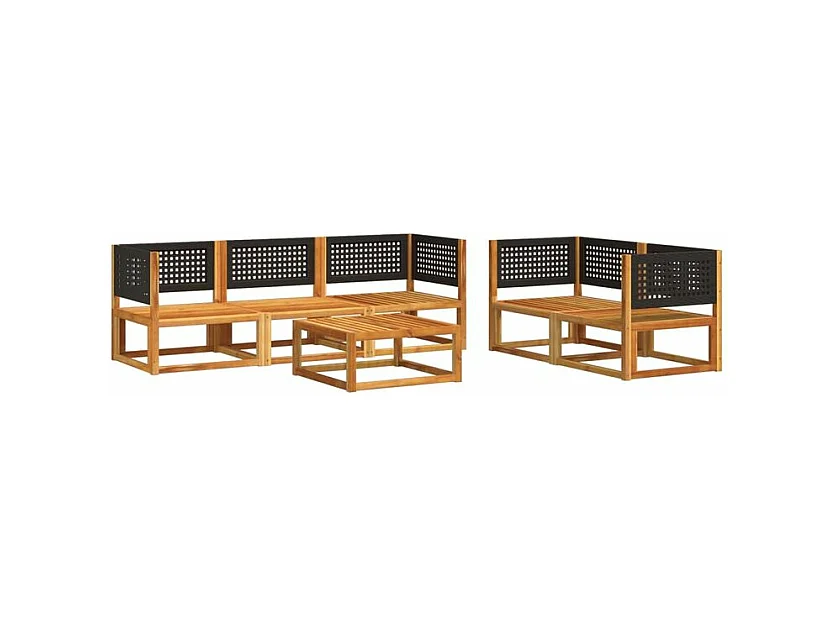 Salon de jardin avec coussins 6 pcs bois d'acacia solide