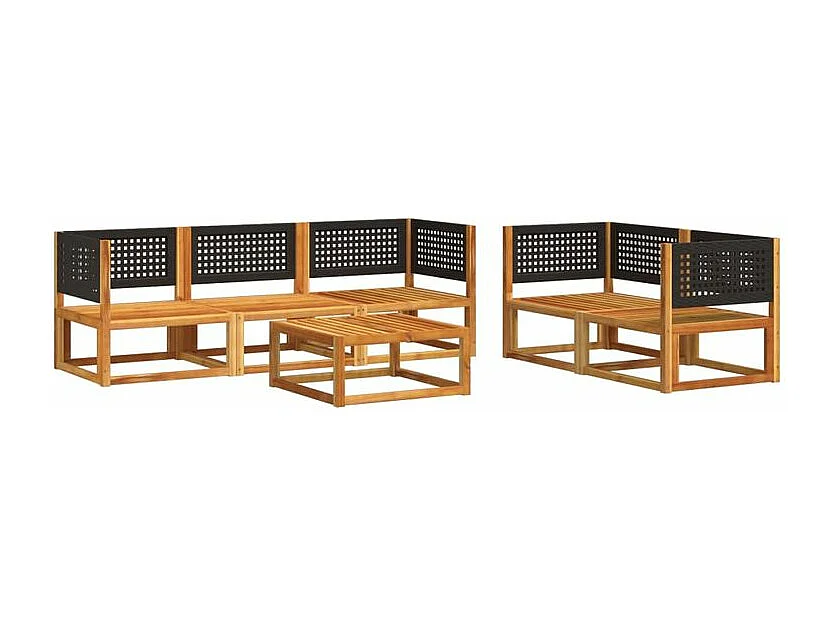Salon de jardin avec coussins 6 pcs bois d'acacia solide