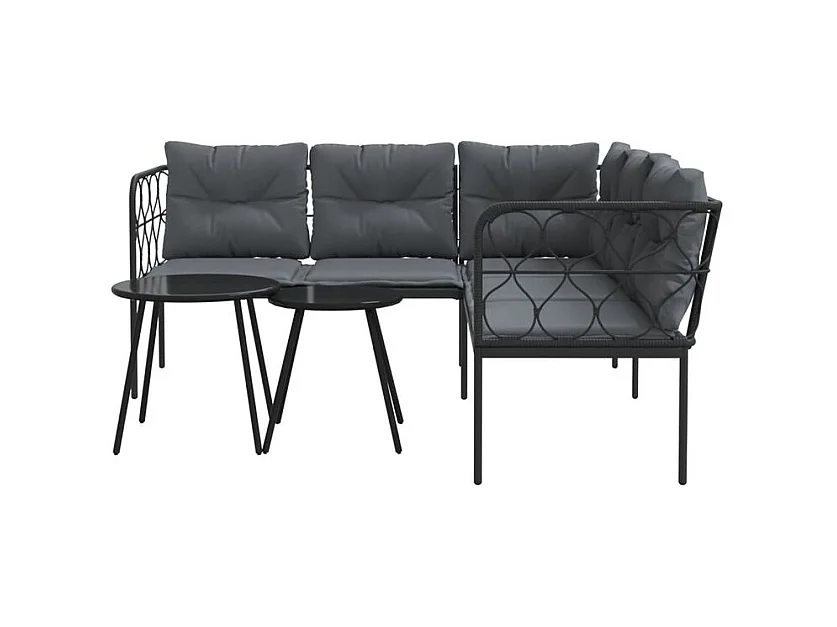 Ensemble de canapés de jardin et coussins noir acier textilène