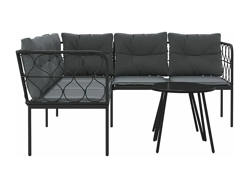 Ensemble de canapés de jardin et coussins noir acier textilène