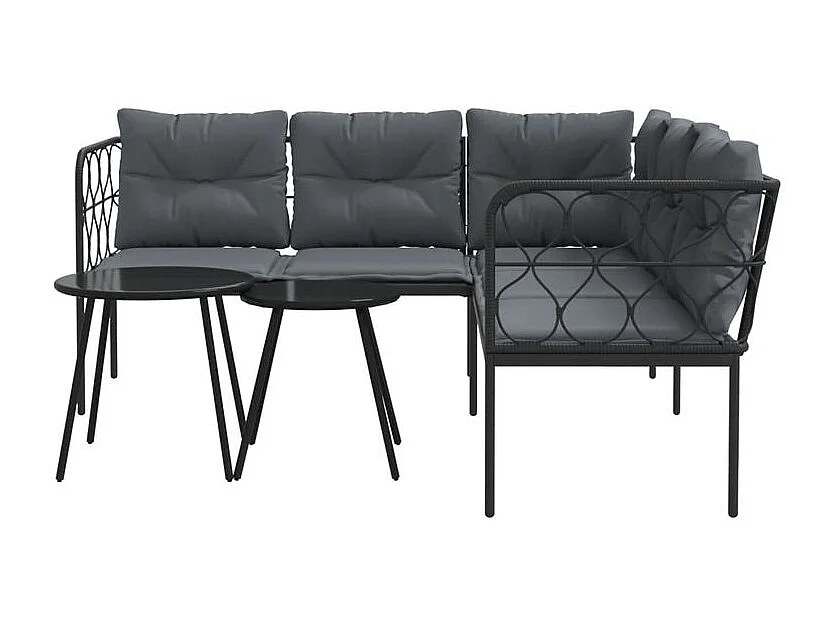 Ensemble de canapés de jardin et coussins noir acier textilène