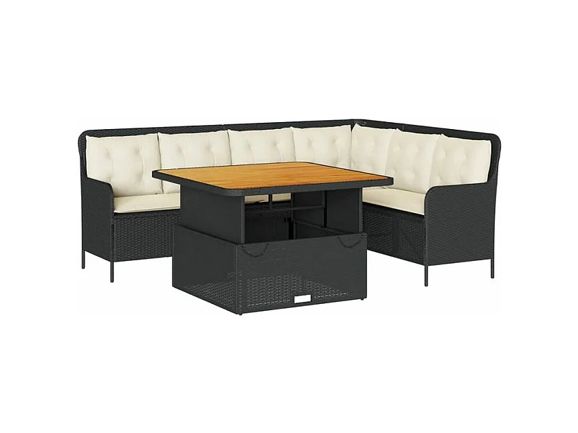 Canapés de jardin 2 pcs avec coussins Noir Résine tressée