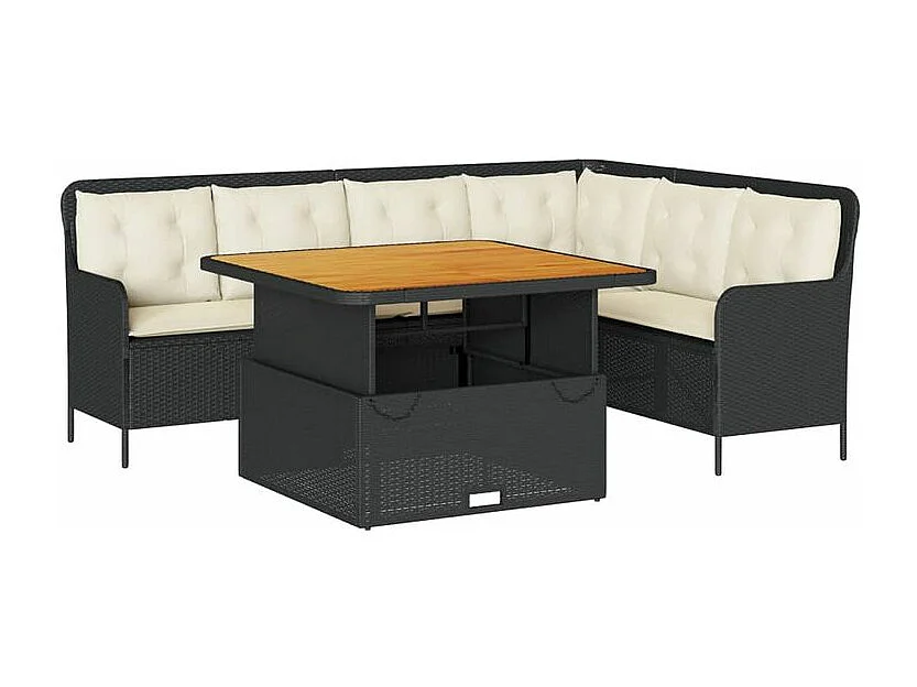 Canapés de jardin 2 pcs avec coussins Noir Résine tressée