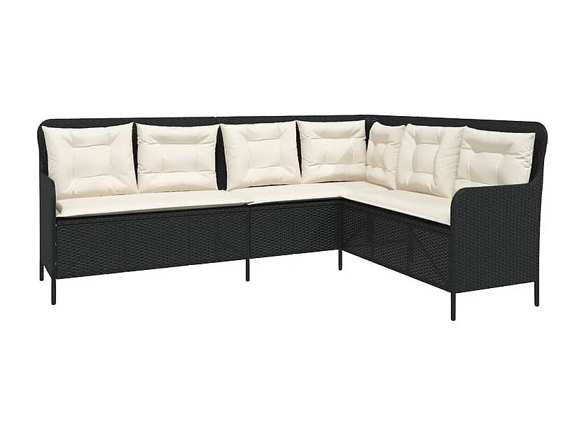 Canapés de jardin 2 pcs avec coussins Noir Résine tressée