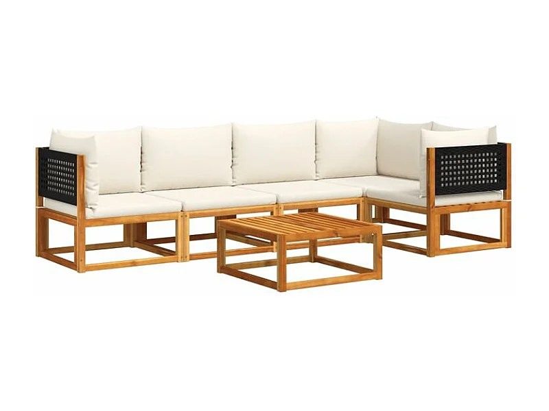 Salon de jardin avec coussins 6 pcs bois d'acacia solide