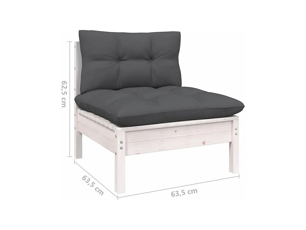 Salon de jardin 6 pcs avec coussins anthracite bois de pin