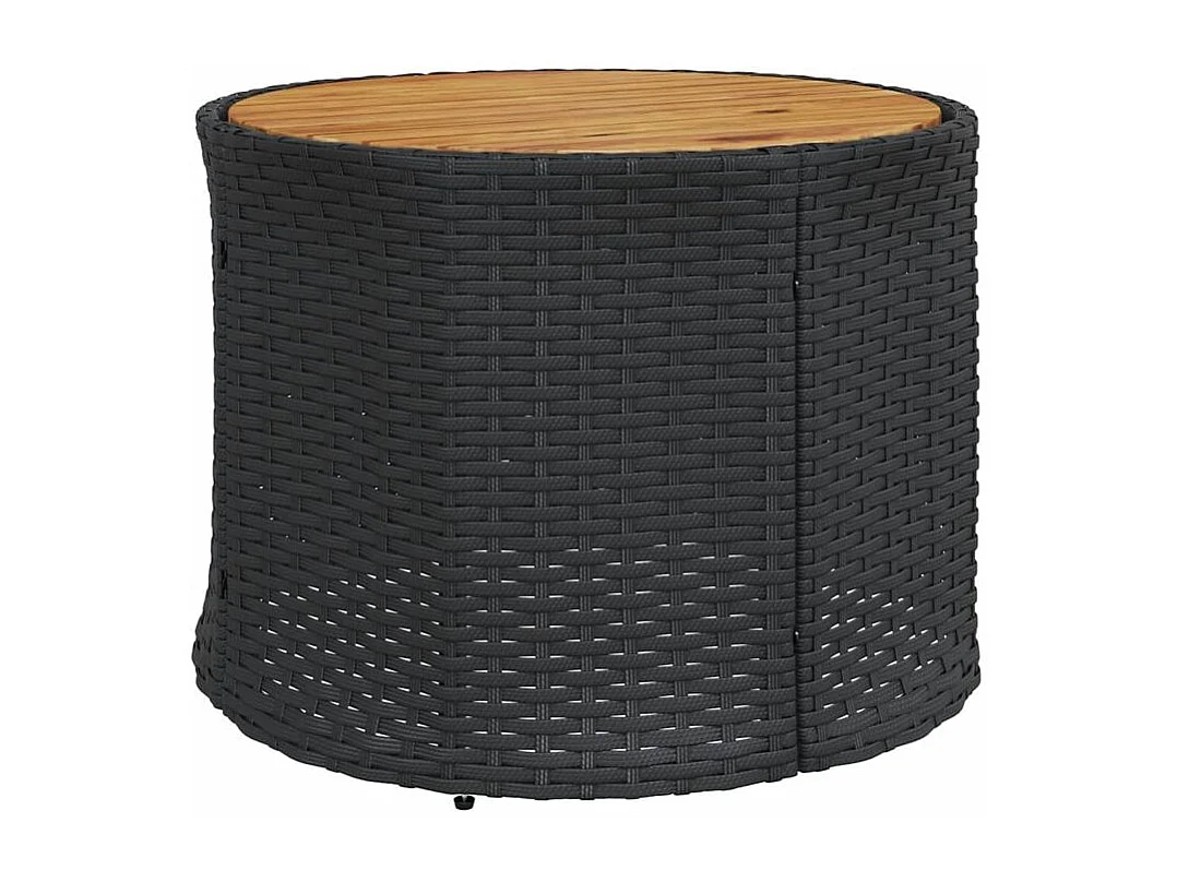 Canapé de jardin avec table coussins rond noir résine tressée
