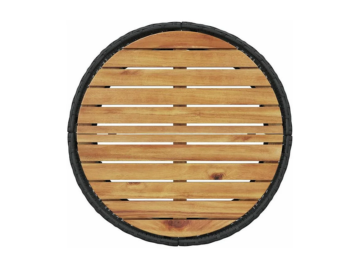 Canapé de jardin avec table coussins rond noir résine tressée