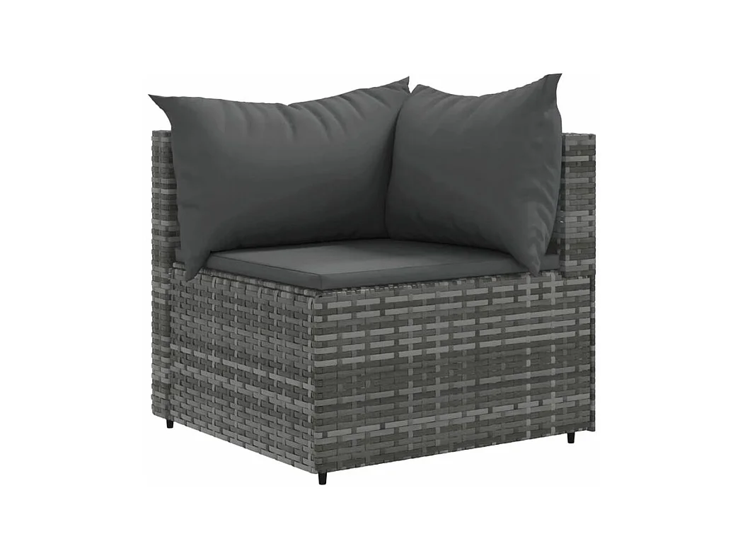 Salon de jardin 7 pcs avec coussins Gris Résine tressée