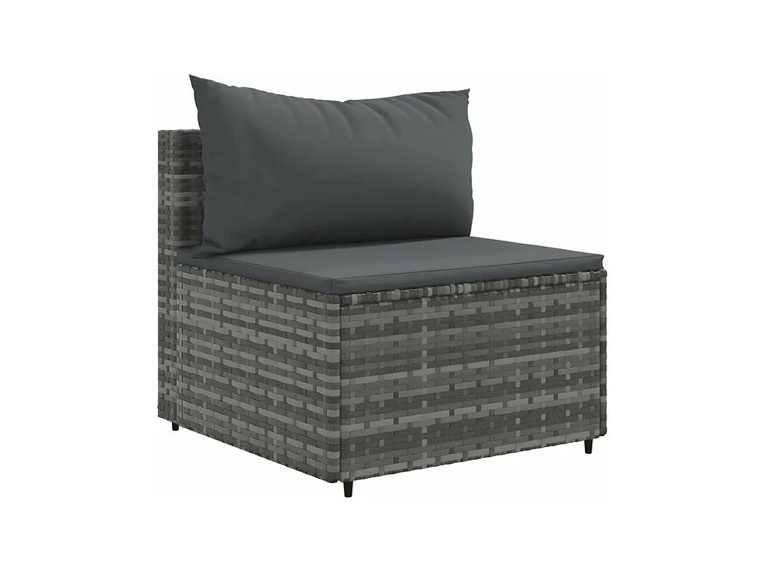 Salon de jardin 7 pcs avec coussins Gris Résine tressée