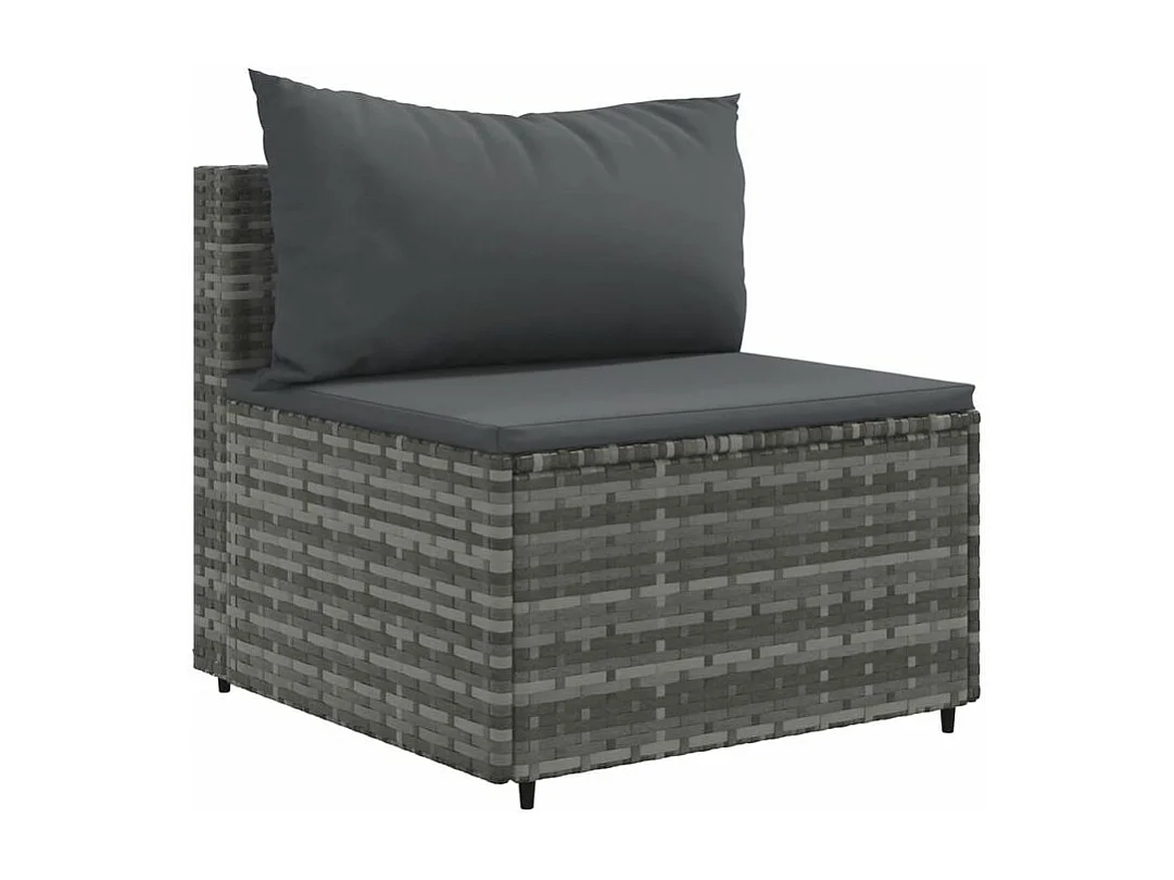 7-delige Loungeset met kussens poly rattan grijs