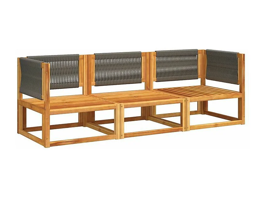 Salon de jardin avec coussins 3 pcs bois massif d'acacia
