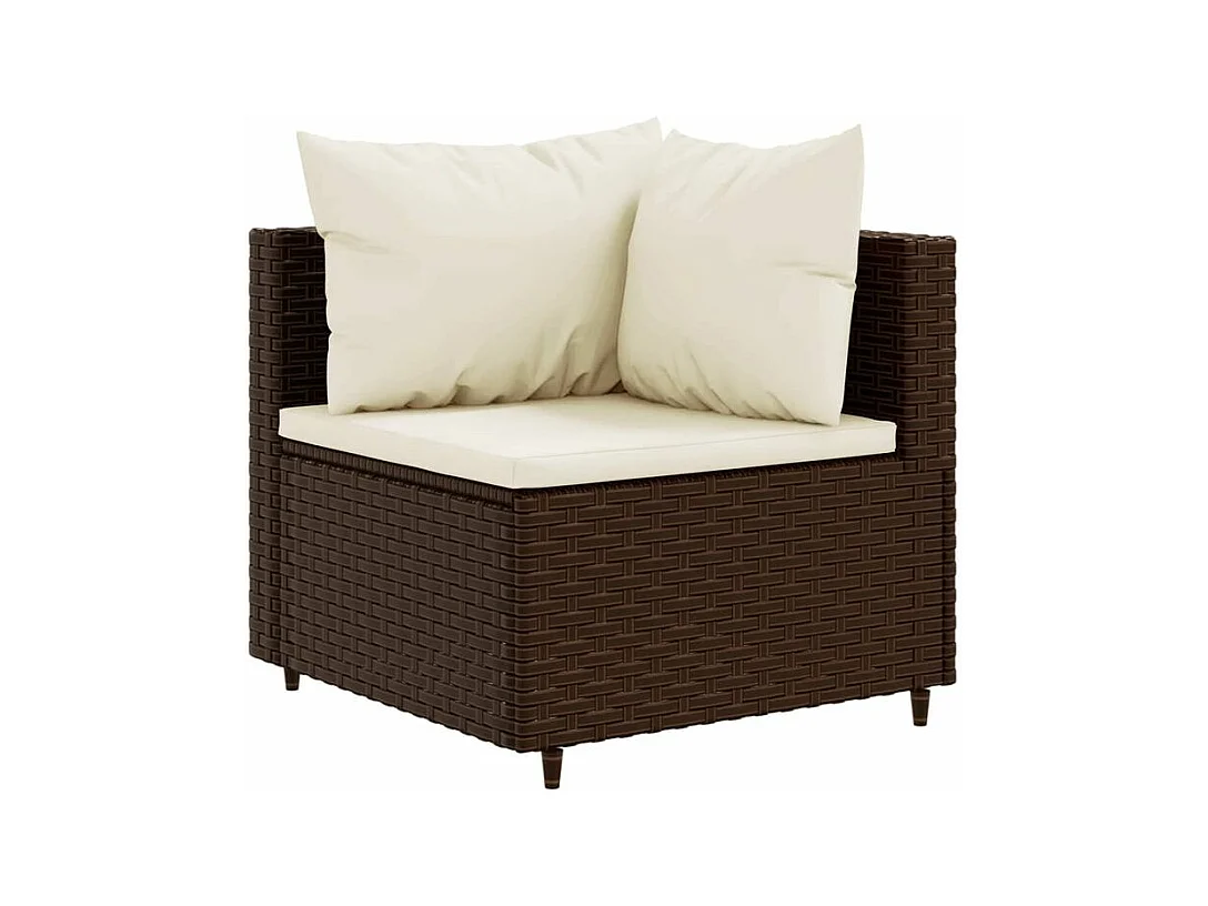 Salon de jardin 6 pcs avec coussins Marron Résine tressée