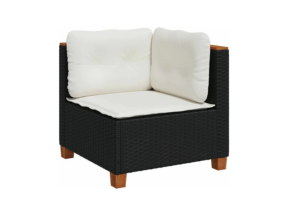 Salon de jardin 4 pcs avec coussins noir résine tressée