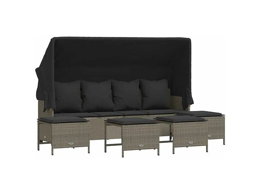 Salon de jardin 5 pcs avec coussins gris clair résine tressée