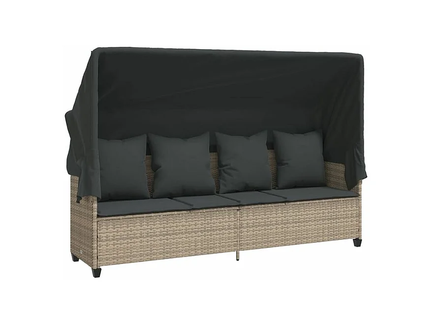 Salon de jardin 5 pcs avec coussins gris clair résine tressée