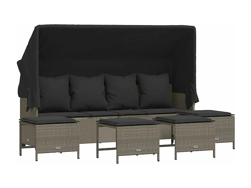 Salon de jardin 5 pcs avec coussins gris clair résine tressée