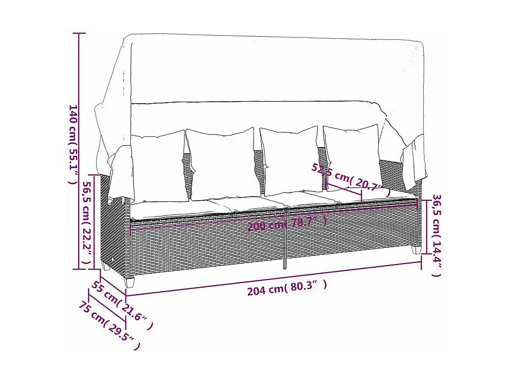 Salon de jardin 5 pcs avec coussins gris clair résine tressée