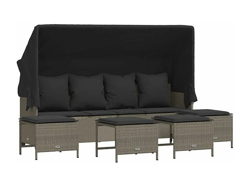 Salon de jardin 5 pcs avec coussins gris clair résine tressée