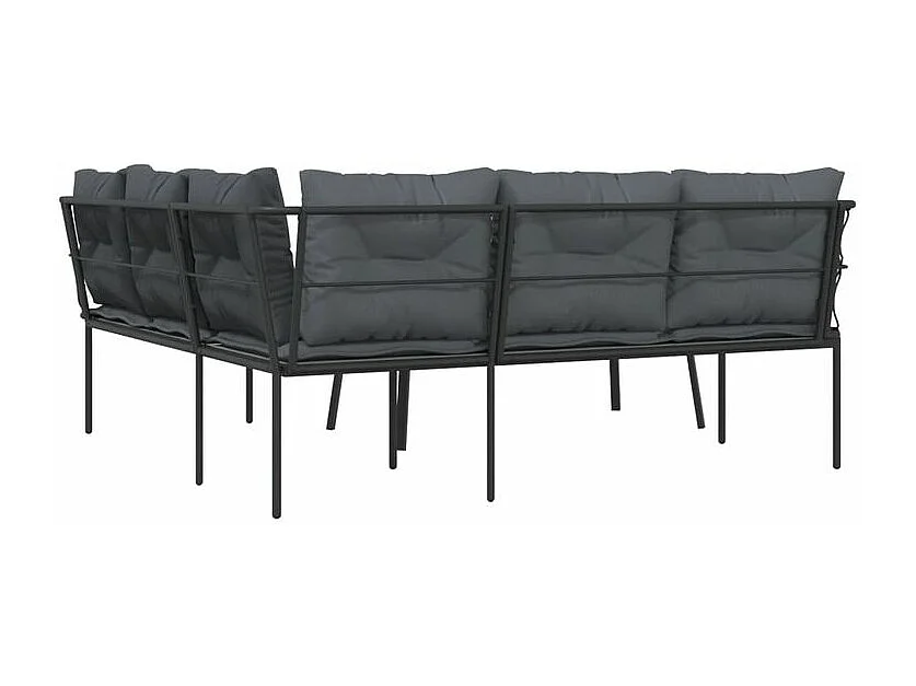 Ensemble de canapés de jardin et coussins noir acier textilène