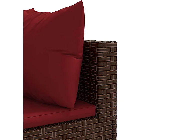 Salon de jardin 5 pcs avec coussins Marron Résine tressée