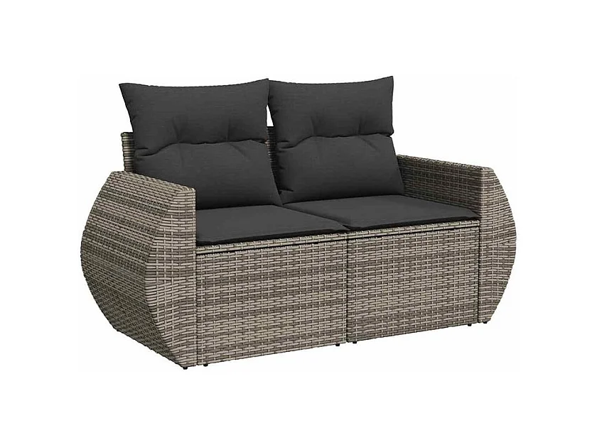Salon de jardin 8 pcs avec coussins gris résine tressée