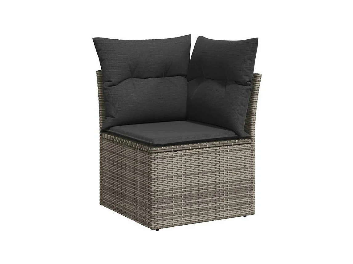 Salon de jardin 8 pcs avec coussins gris résine tressée