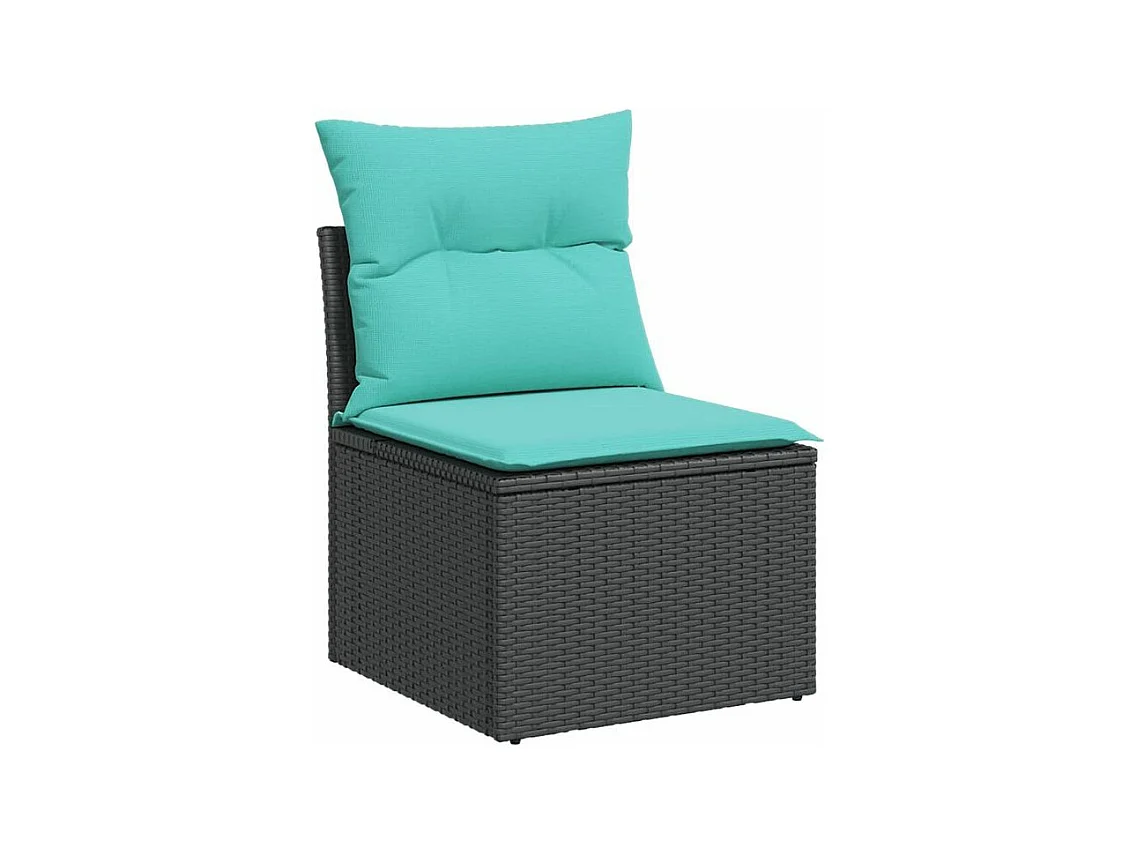 Salon de jardin 10 pcs avec coussins noir résine tressée