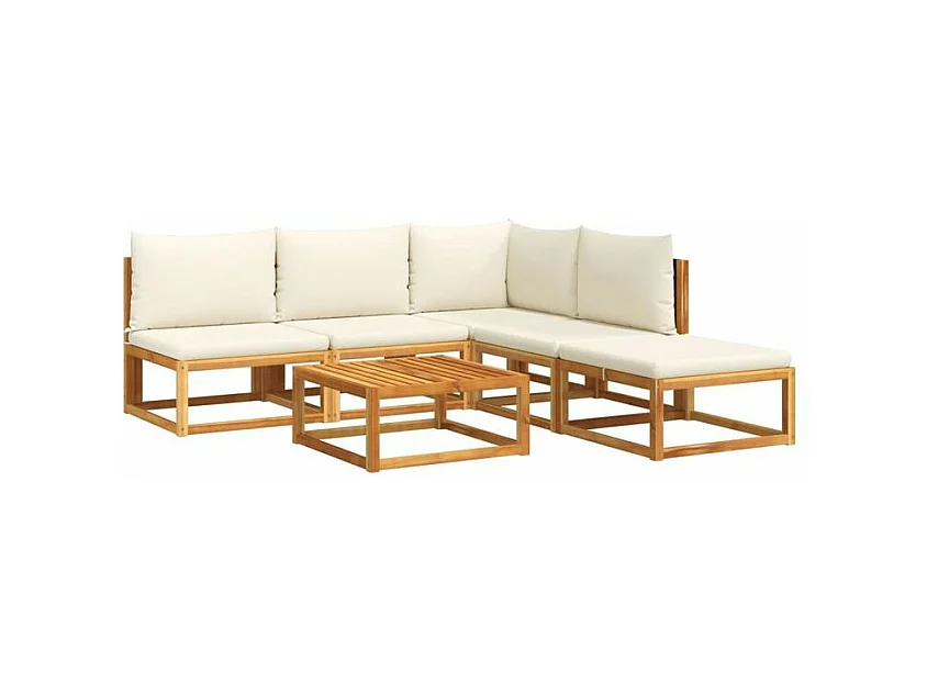 Salon de jardin avec coussins 6 pcs bois d'acacia solide
