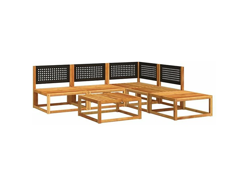 Salon de jardin avec coussins 6 pcs bois d'acacia solide